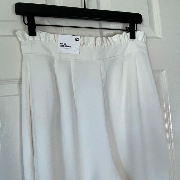 Express Wide Leg Super High Rise Ruffle Trim Waist Dress Pants Size 6S - Picture 10 of 12